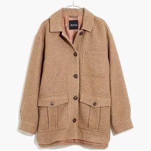 NEW Madewell Belrose Shirt-Jacket Oversized Teddy Brown Large